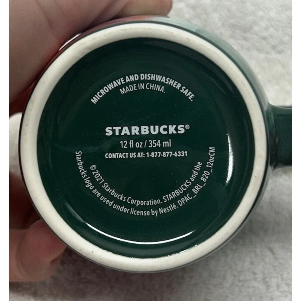 Starbucks Lot of 2 Green Red 2021 Christmas Holiday Coffe Mugs
